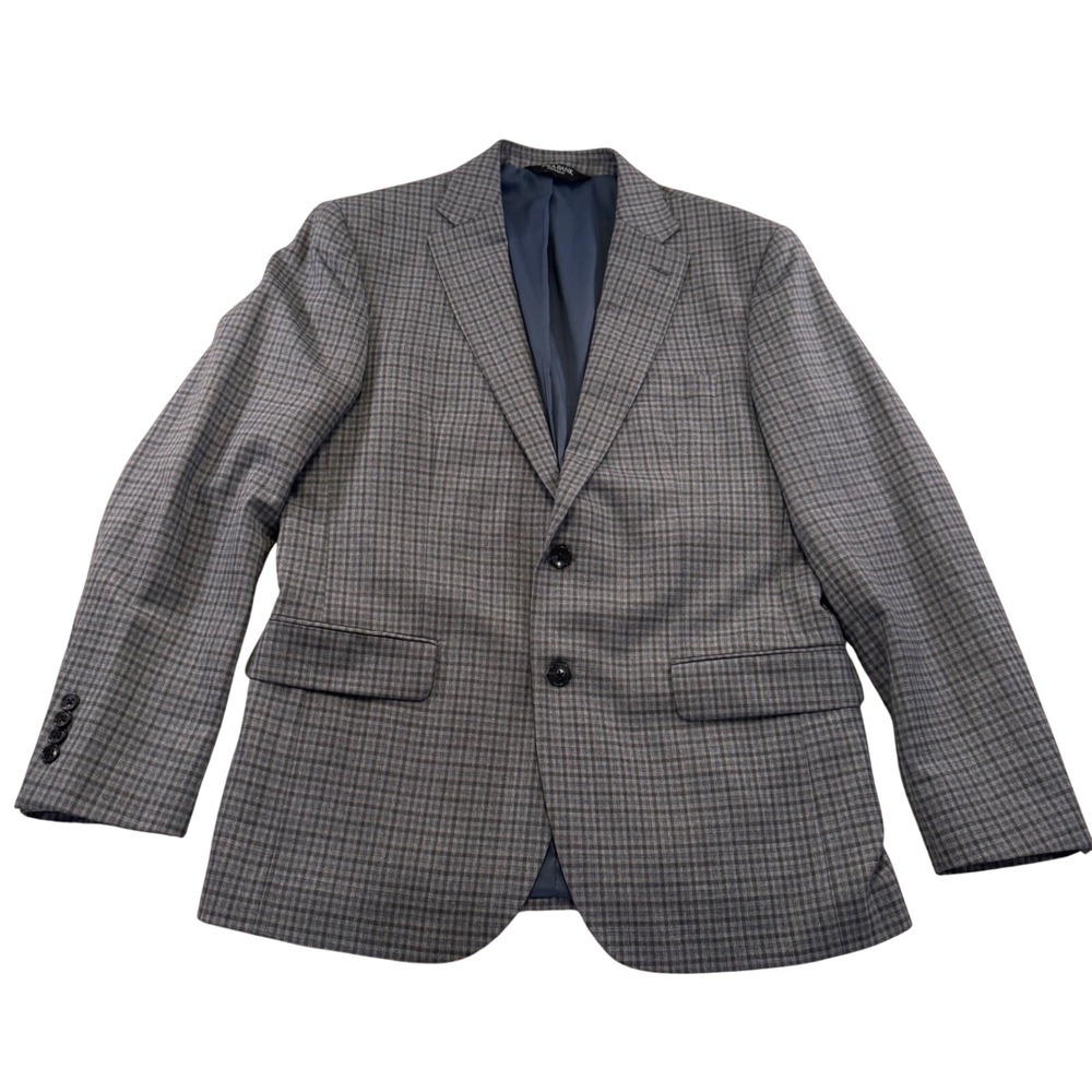 Jos. A. Bank Traveler Slim Fit Grey Blue Check Blazer Sport Coat Jacket Sz 42R